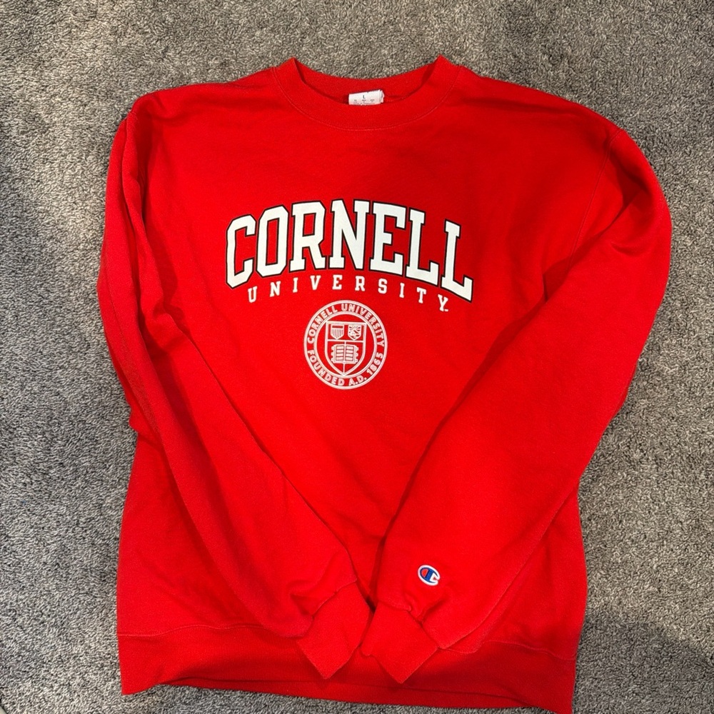 Champion Red Cornell University Crewneck Sweater